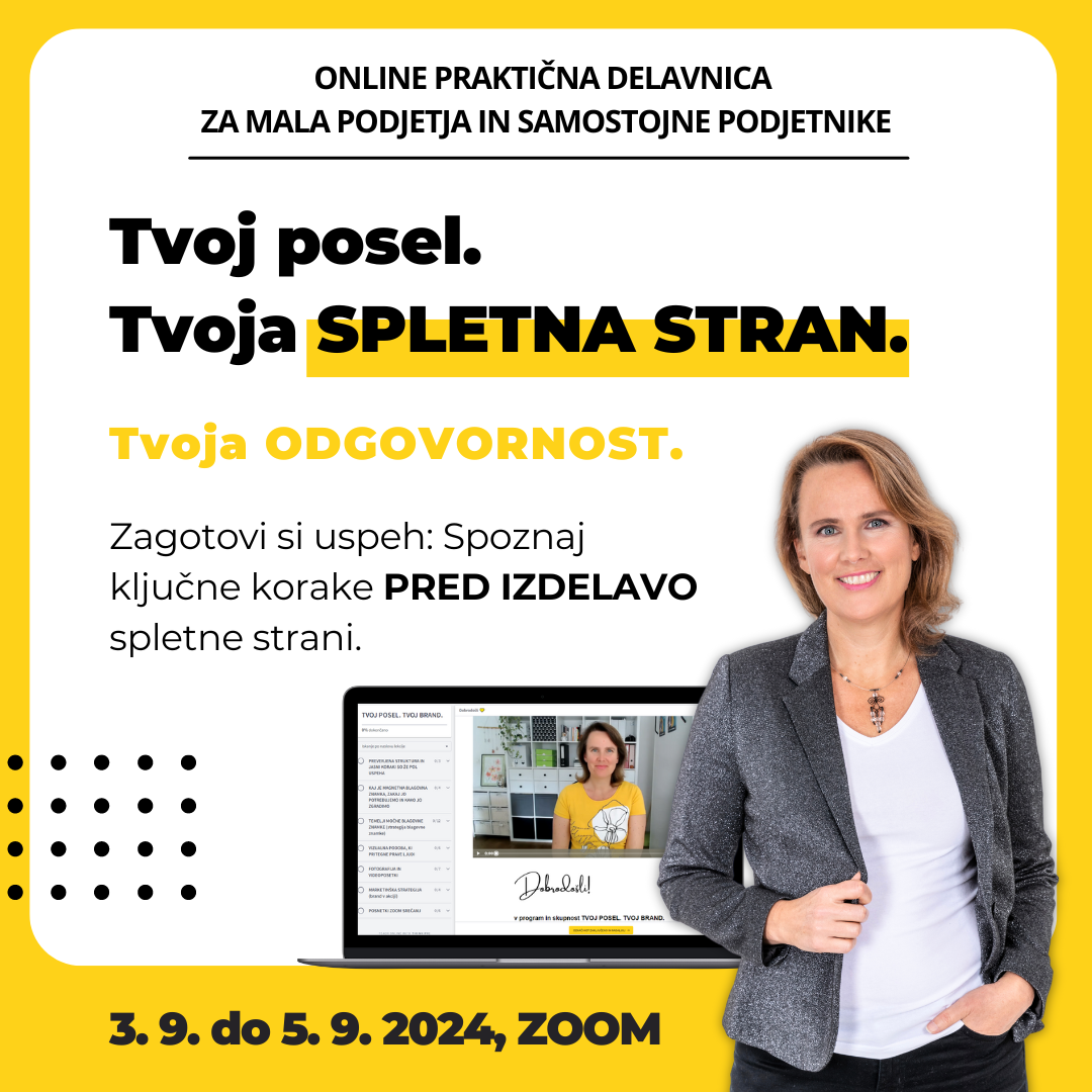 IZOBRAŽEVANJE: Kako se lotimo izdelave spletne strani_brezplačna delavnica z Majo Lapajne. Zoom, september 2024