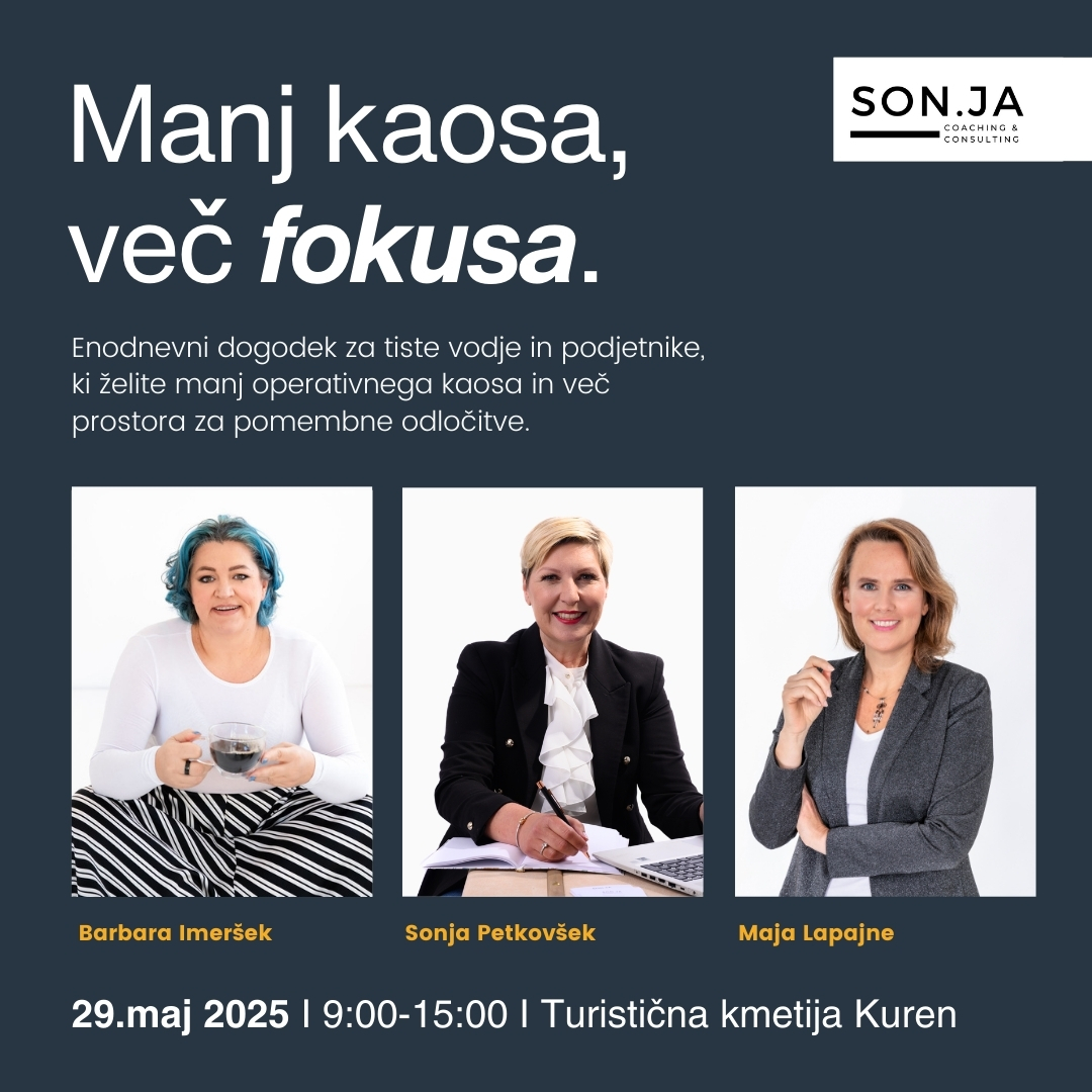 Enodnevna delavnica Manj kaosa več fokusa - za vodje in podjetnike