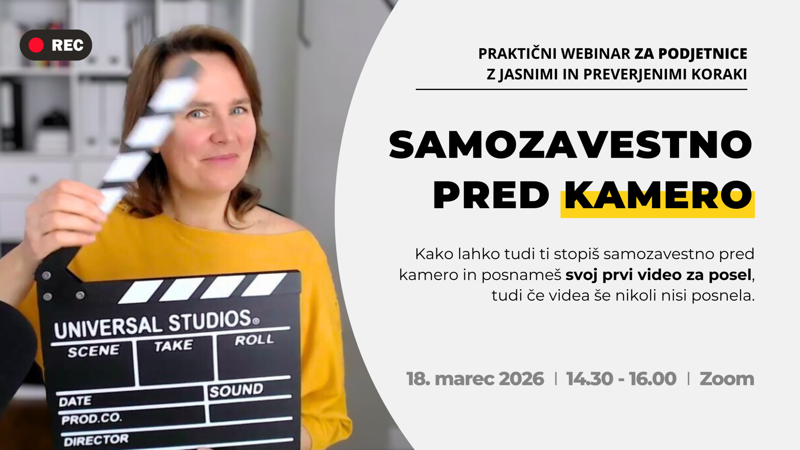 Kako stopiš samozavestno pred kamero_ Webinar za podjetnice z Majo Lapajne