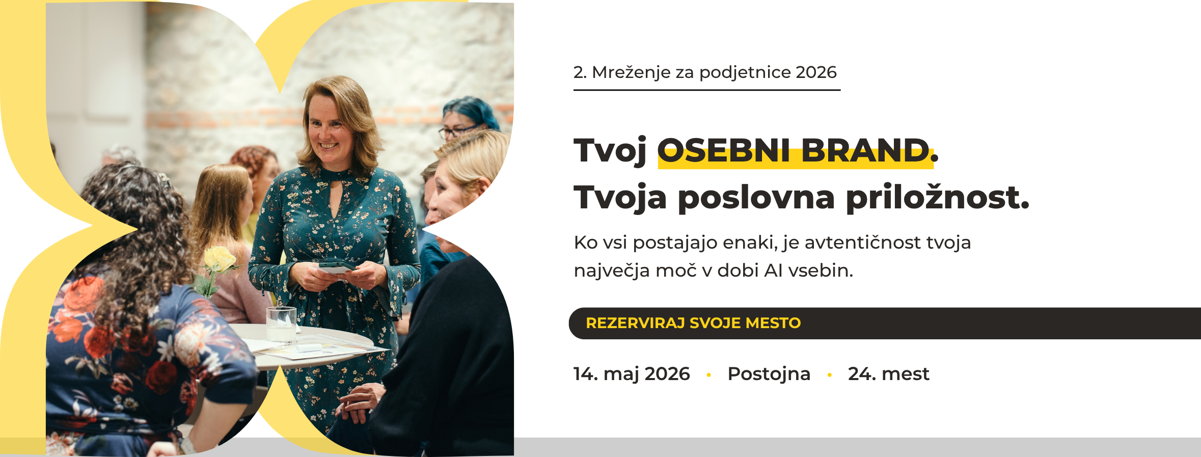 Podjetnice na poslovnem mreženju v Postojni, Maja Lapajne vodi pogovor o osebnem brandingu in avtentični komunikaciji v dobi AI vsebin.