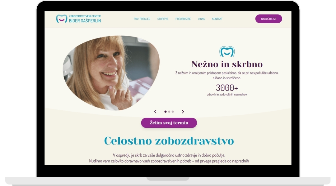 Spletna stran Zobozdravstveni center Bider Gašperlin