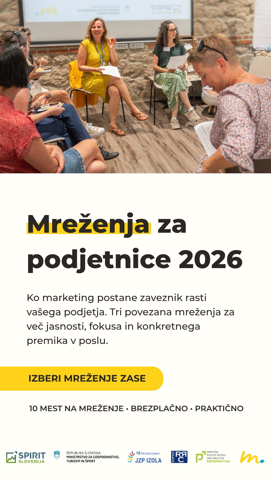 Mreženja za podjetnice 2026, mobilna različica Mreženja za podjetnice 2026 za več jasnosti, fokusa in konkretnega premika v marketingu
